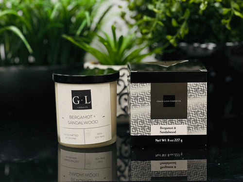 Bergamot and Sandalwood - 8 oz. Candle - Grace+Love Candle Co.