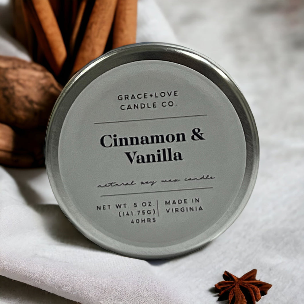 Cinnamon & Vanilla - 5 oz. Candle - Grace+Love Candle Co.