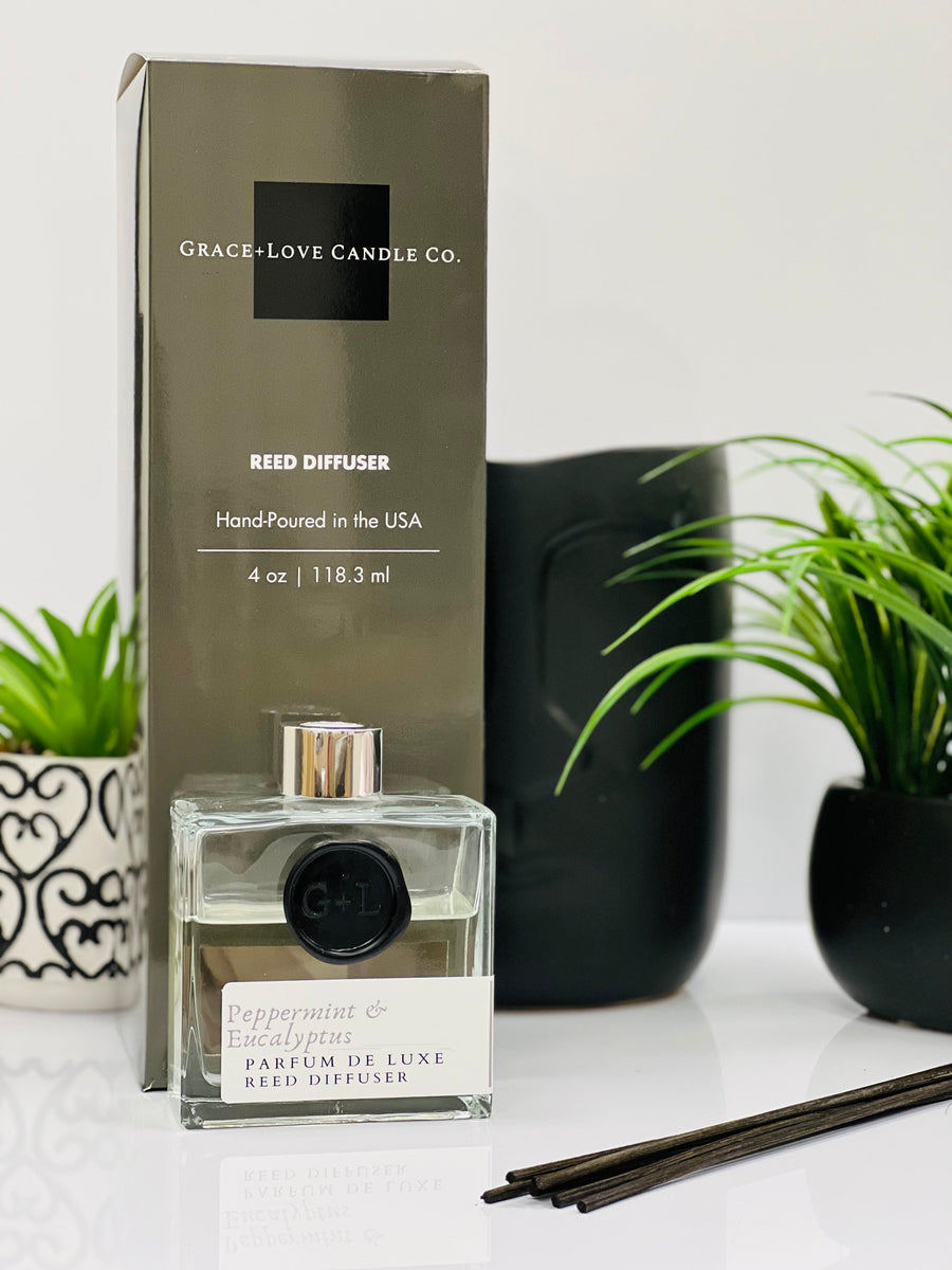 Peppermint & Eucalyptus Reed Diffuser – Grace+Love Candle Co.