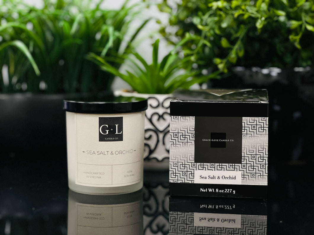 Sea Salt & Orchid - 8 oz. Candle - Grace+Love Candle Co.
